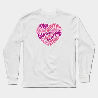 I love the bass guitar. Pink heart. Long Sleeve T-Shirt